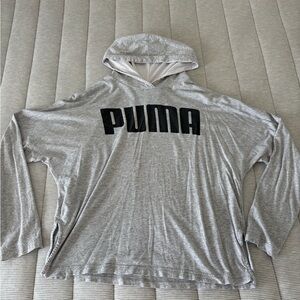 Puma Light Gray Hoodie with Black Logo